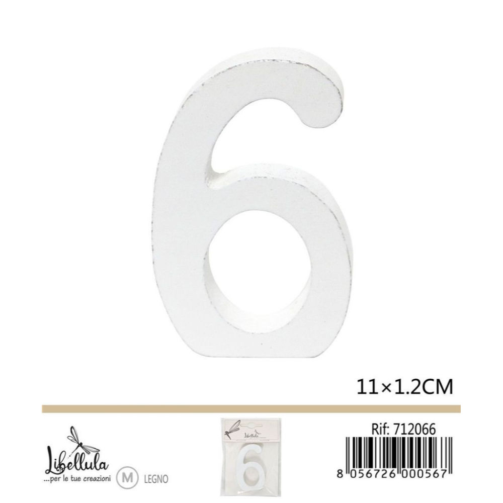 NUMERO "6" IN LEGNO - 11x1,2CMGev