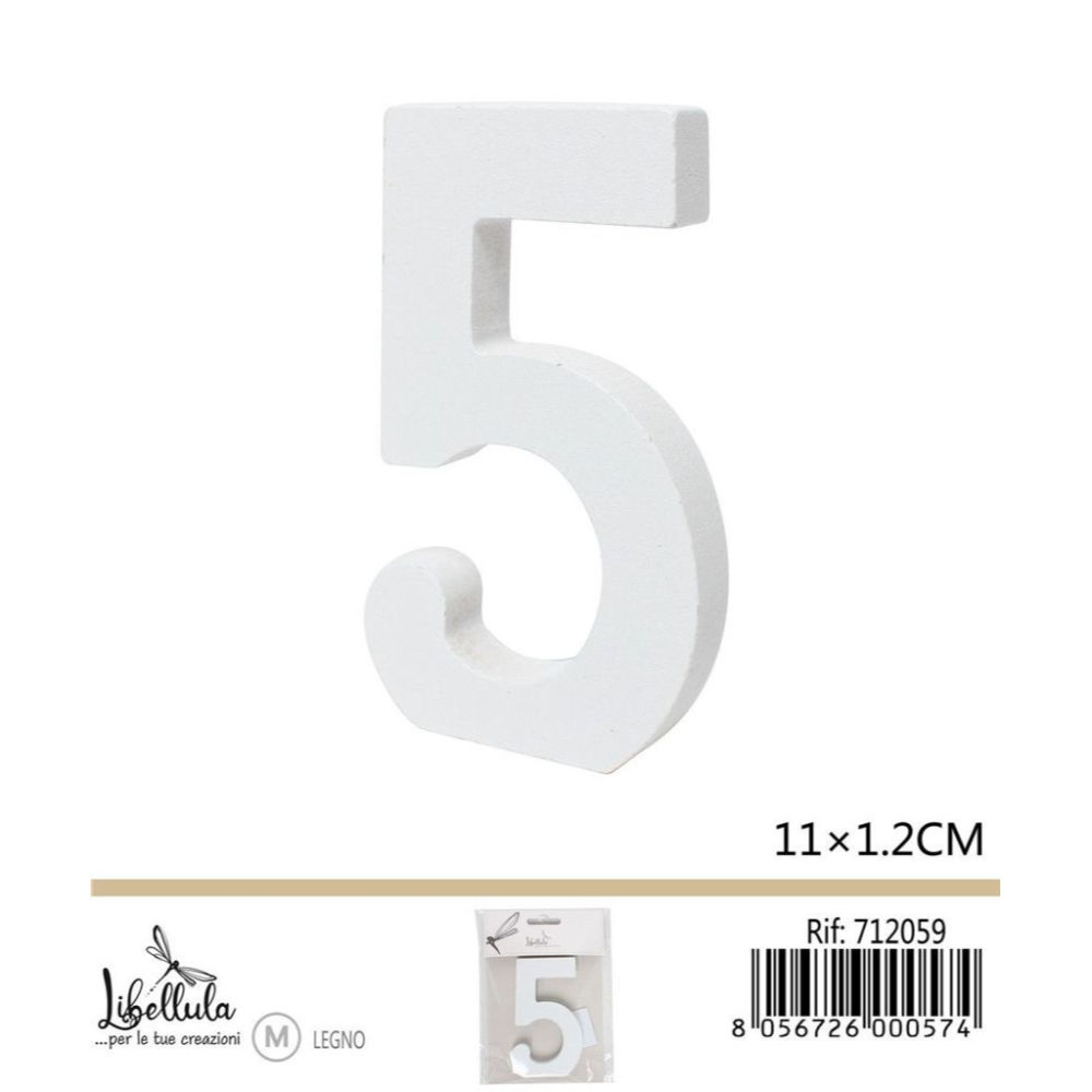 NUMERO "5" IN LEGNO - 11x1,2CMGev