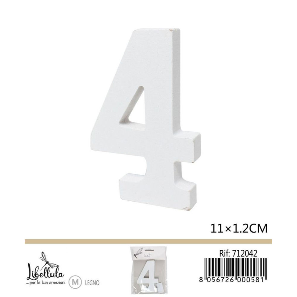 NUMERO "4" IN LEGNO - 11x1,2CMGev
