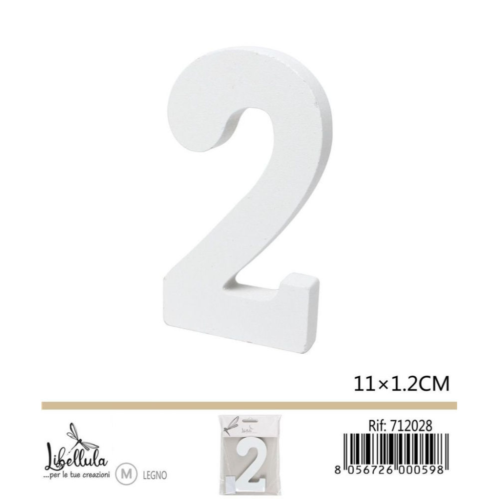 NUMERO "2" IN LEGNO - 11x1,2CMGev