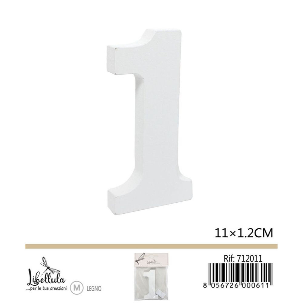 NUMERO "1" IN LEGNO - 11x1,2CMGev