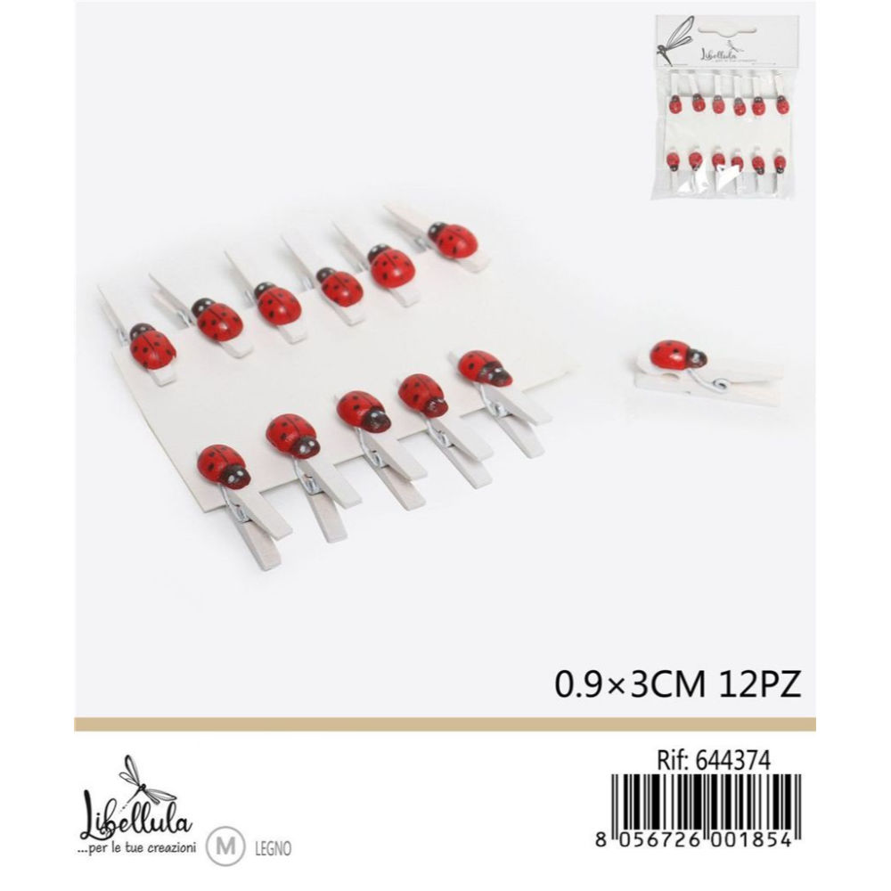 MINI MOLLETTE CON COCCINELLA - BIANCO 3CM - 12PZGev