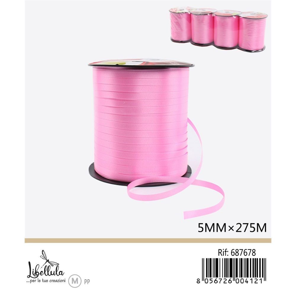 ROTOLO NASTRO DECORATIVO - ROSA - 5MM x 275MGev