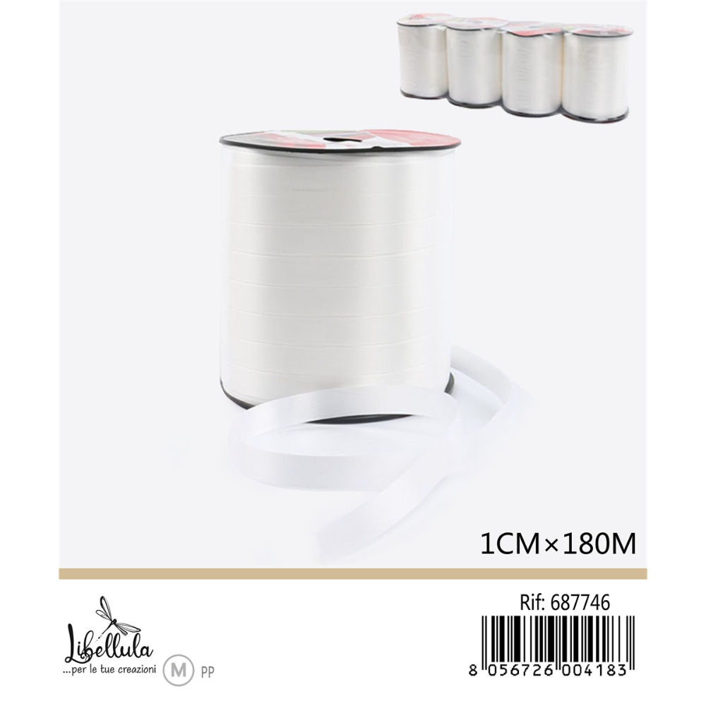 ROTOLO NASTRO DECORATIVO - BIANCO - 1CM x 180MGev