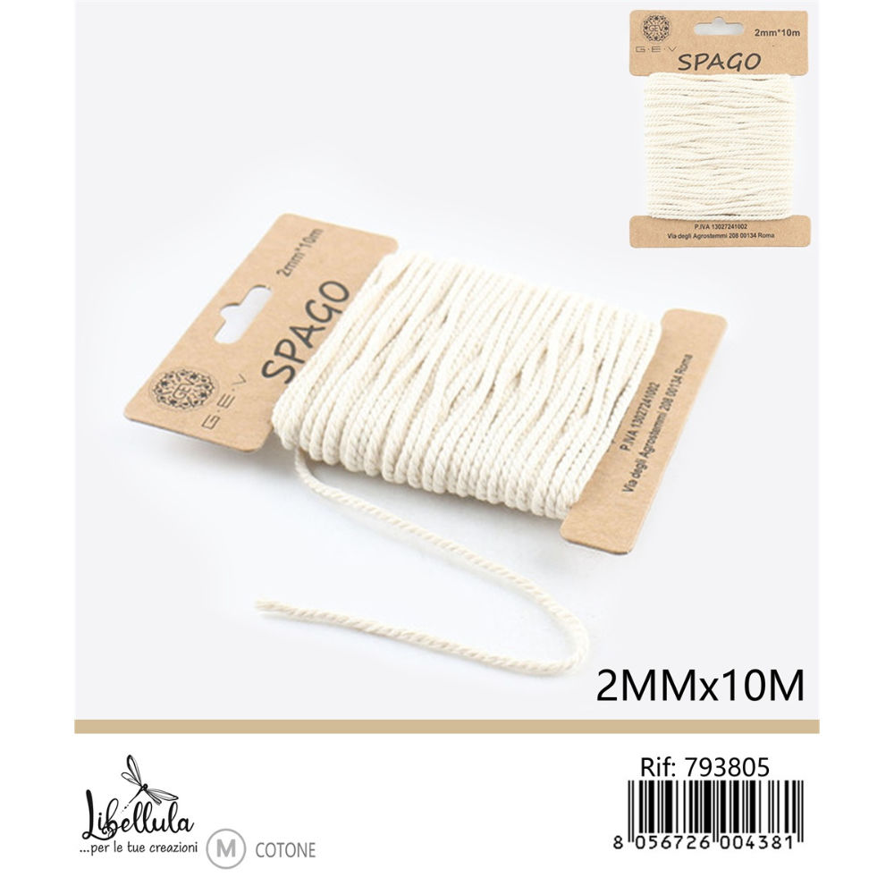 SPAGO DI COTONE - PANNA - 2MM x 10MGev