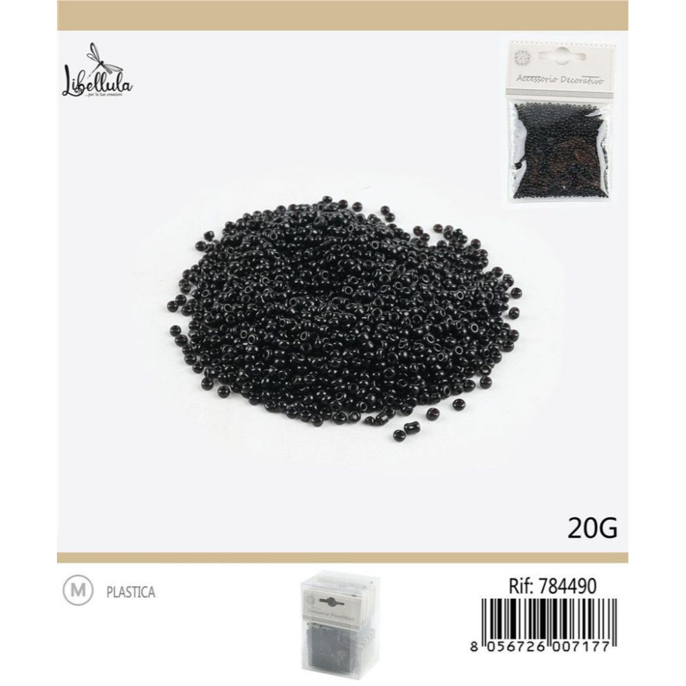PERLINE IN PVC CON FORO - NERO 3MM - 20GGev