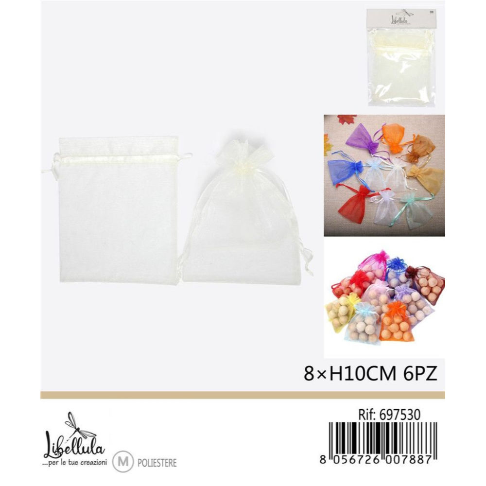 SACCHETTI DI ORGANZA - PANNA 8x10CM - 6PZGev