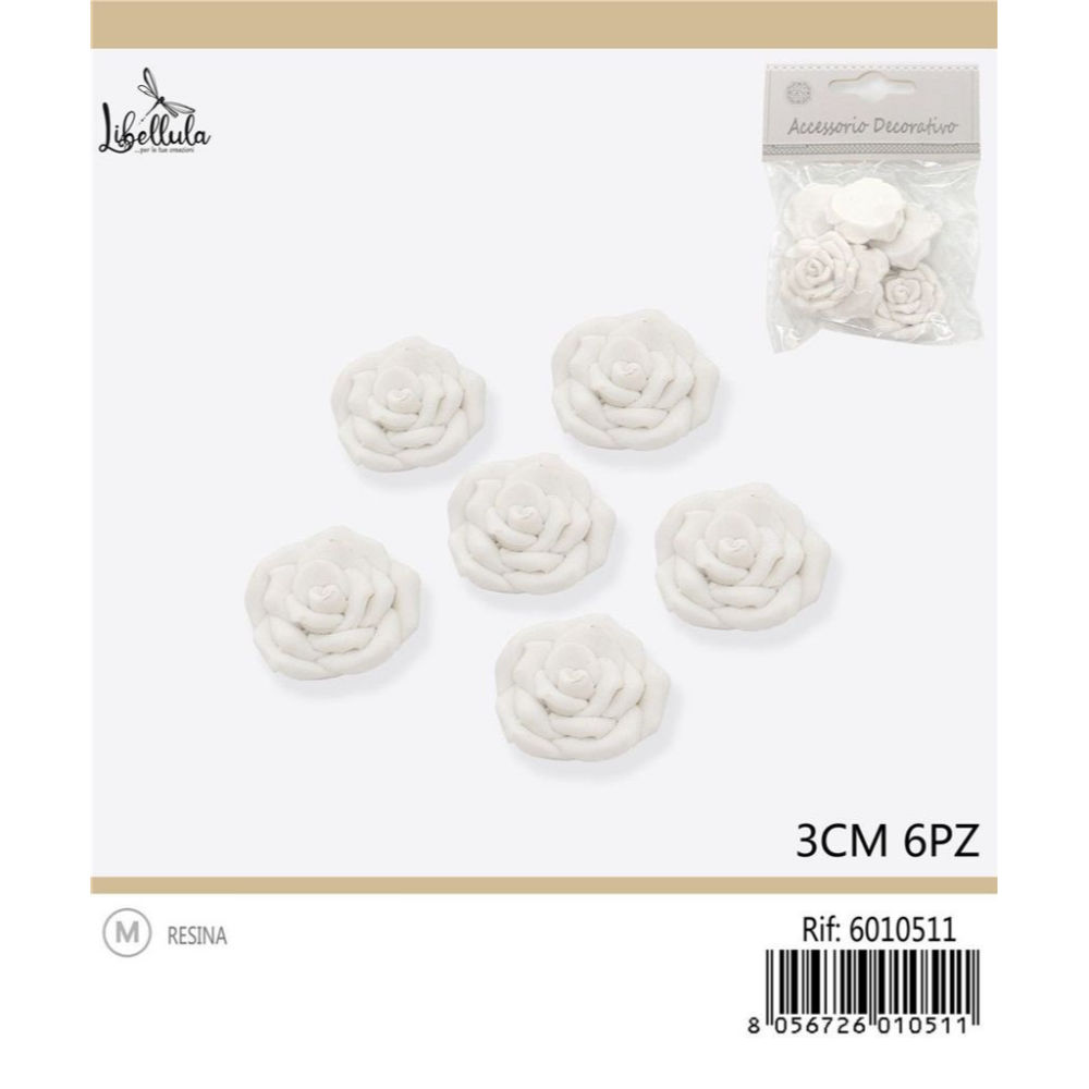 ROSE DECORATIVE IN RESINA 3CM - 6PZGev