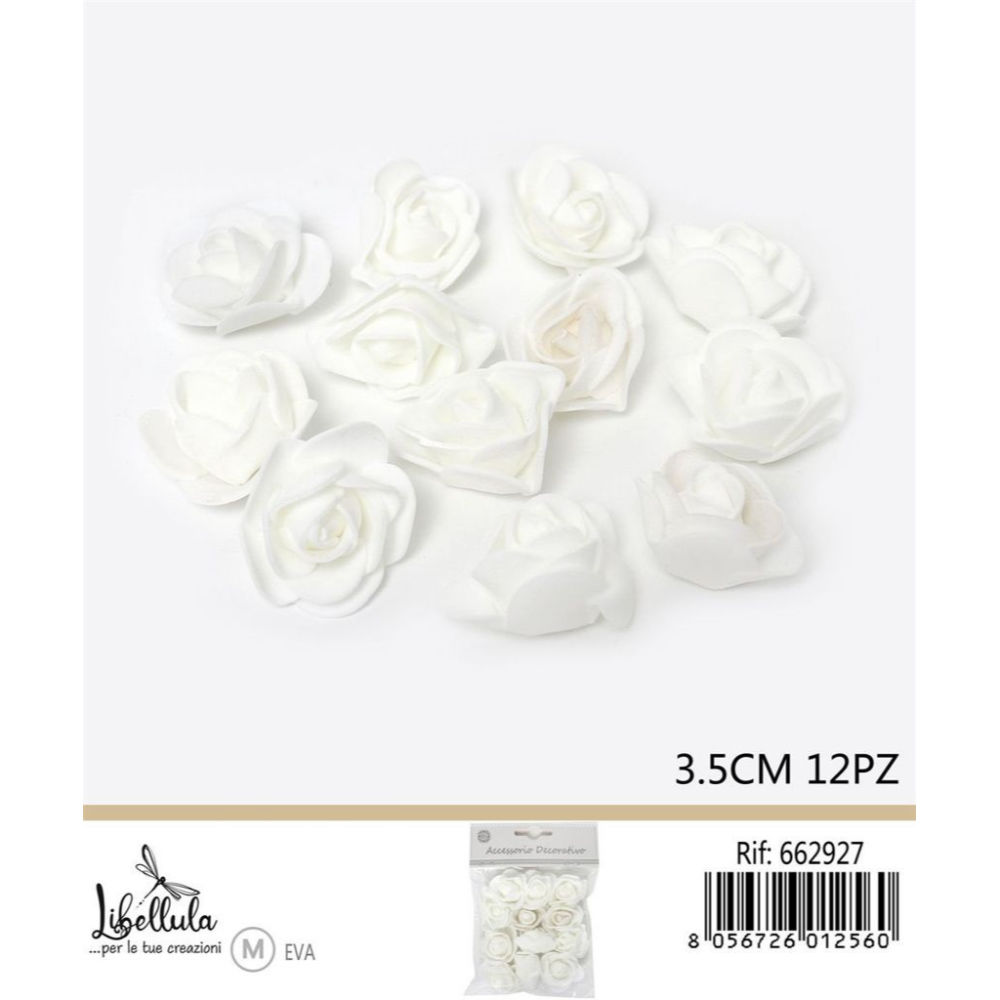 FIORI DECORATIVI IN GOMMA EVA - BIANCO 3,5CM - 12PZGev
