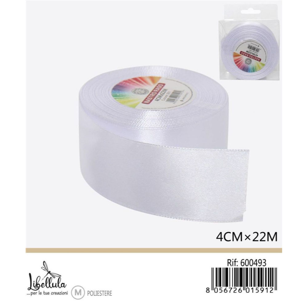 NASTRO DI RASO - BIANCO - 4CM x 22MGev