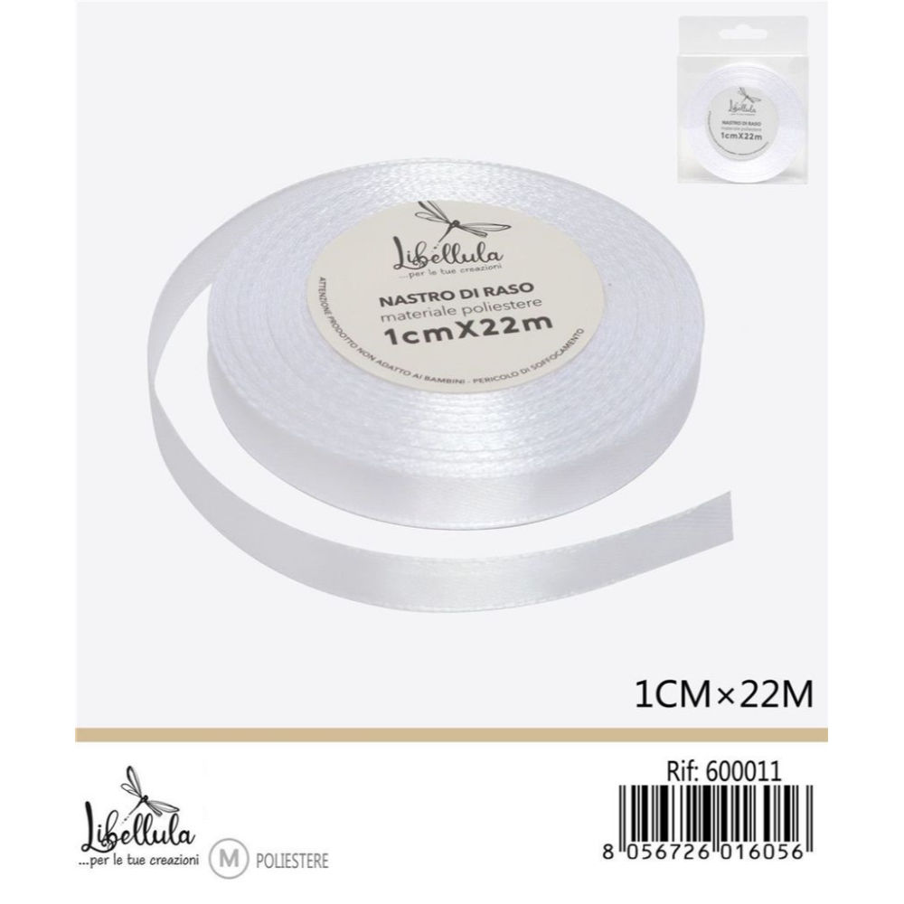 NASTRO DI RASO - BIANCO - 1CM x 22MGev