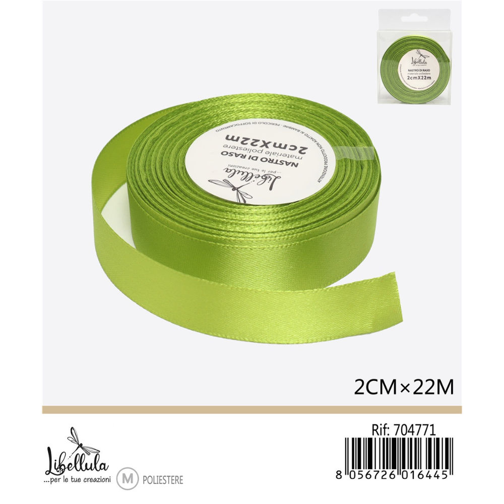 NASTRO DI RASO - VERDE LIME - 2CM x 22MGev