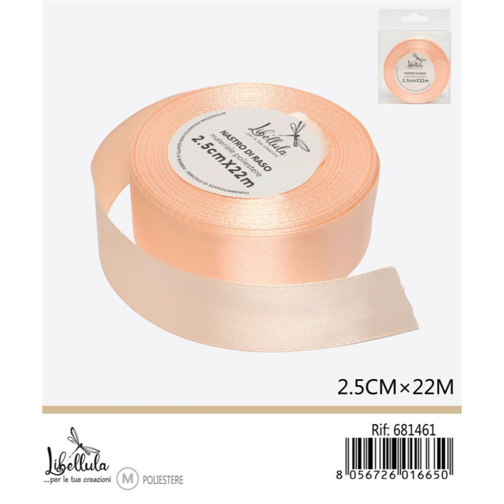 NASTRO DI RASO - ROSA CIPRIA - 2,5CM x 22MGev