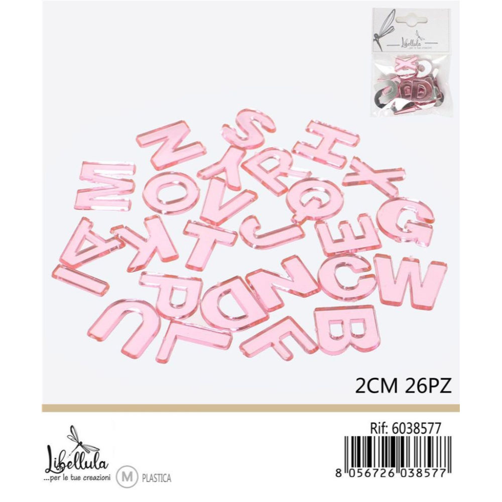 LETTERE DELL'ALFABETO - ROSA 2CM - 26PZGev