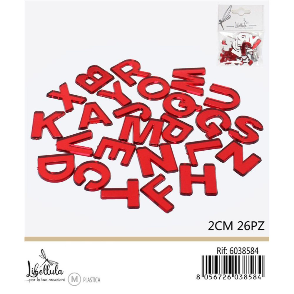 LETTERE DELL'ALFABETO - ROSSO 2CM - 26PZGev