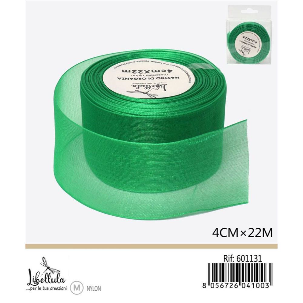 NASTRO DI ORGANZA - VERDE - 4CM x 22MGev