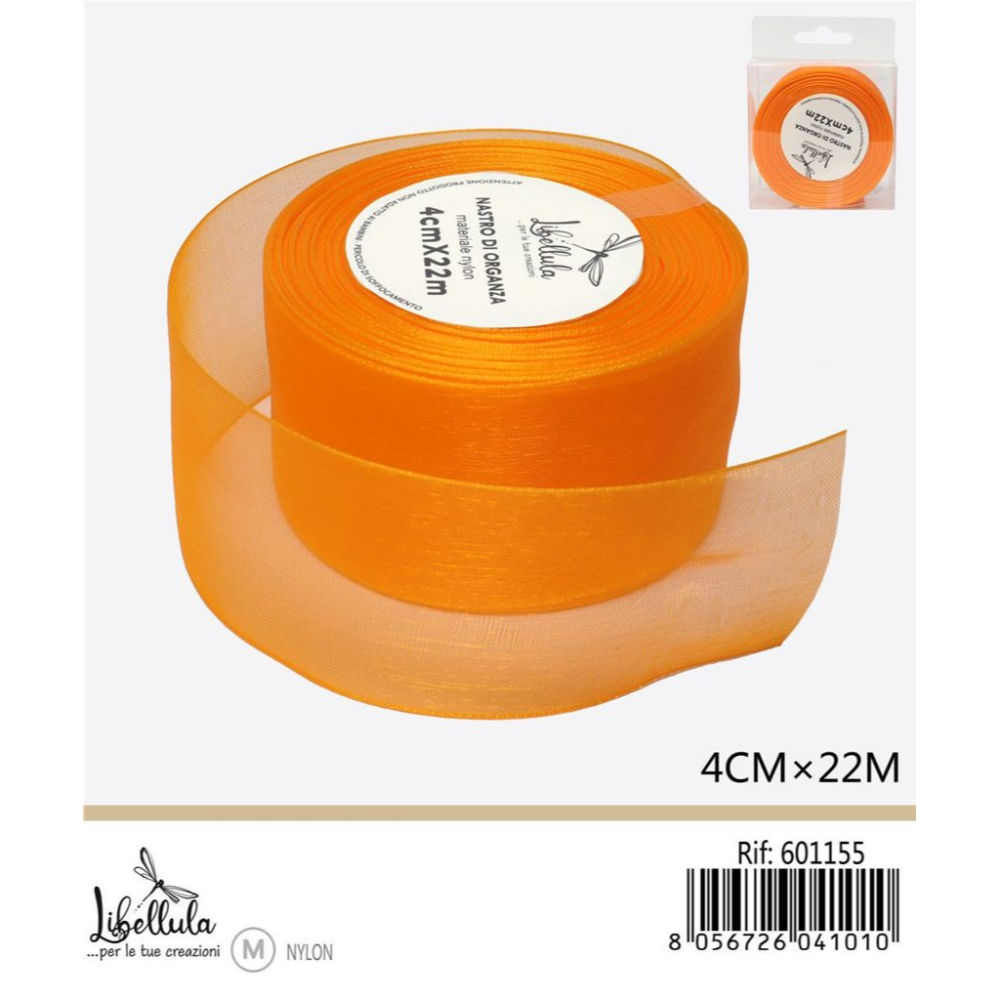 NASTRO DI ORGANZA - ARANCIONE - 4CM x 22MGev