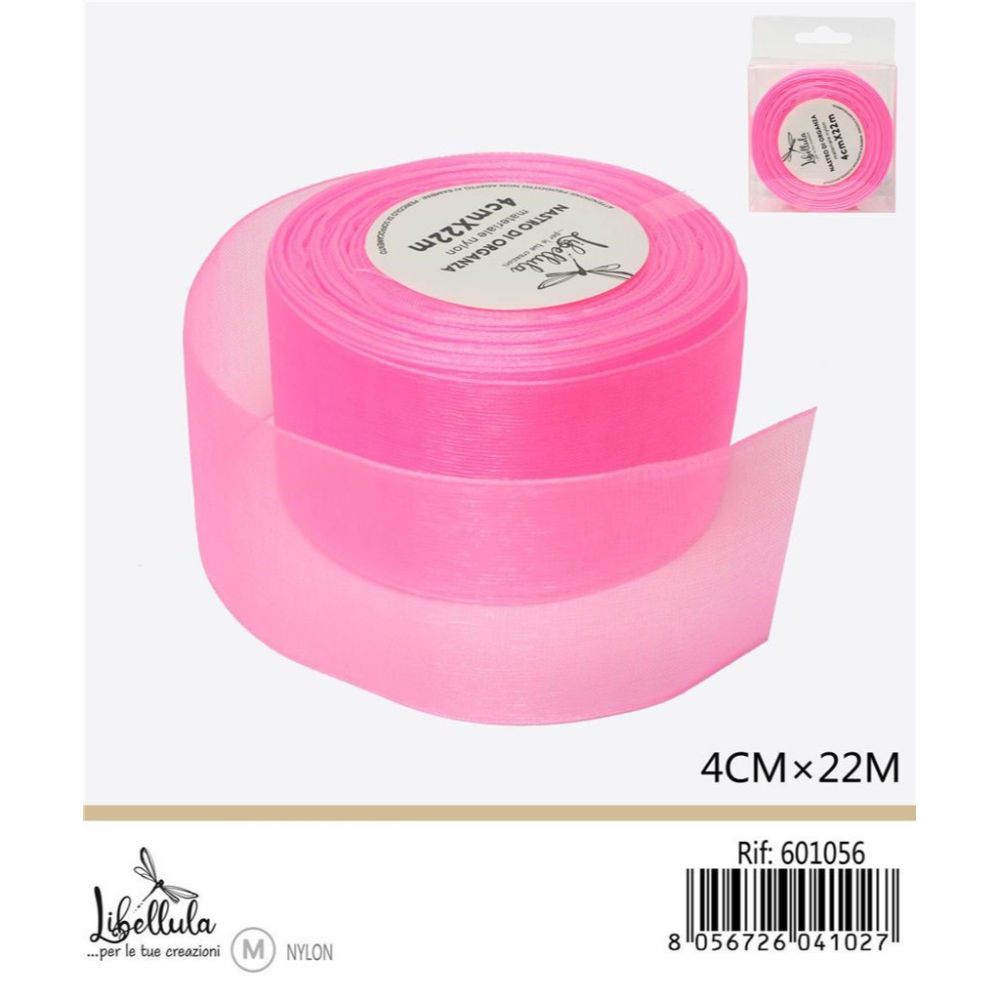 NASTRO DI ORGANZA - FUCSIA CHIARO - 4CM x 22MGev