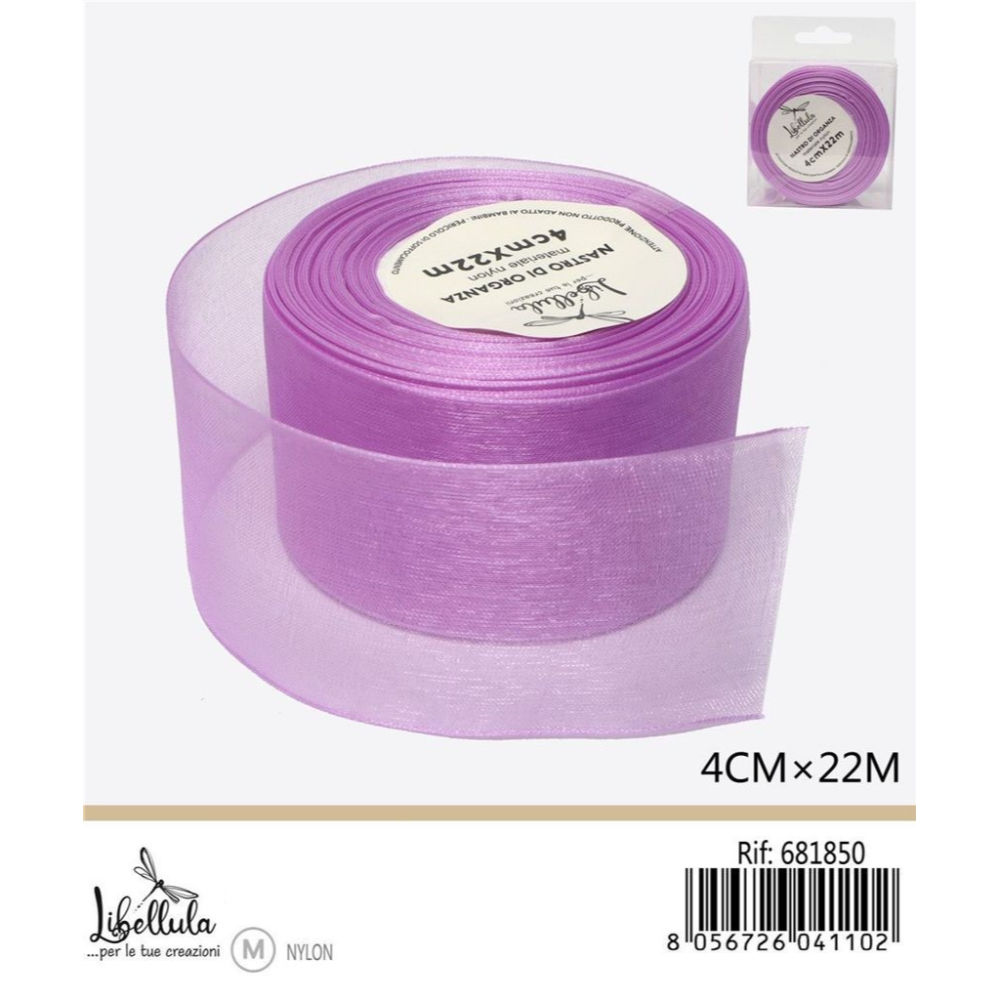 NASTRO DI ORGANZA - VIOLA - 4CM x 22MGev