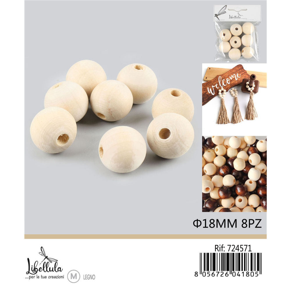 PALLINE DI LEGNO CON FORO 18MM - 8PZGev