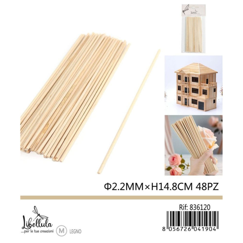 BASTONCINI IN LEGNO - 2,2x148MM - 48PZGev