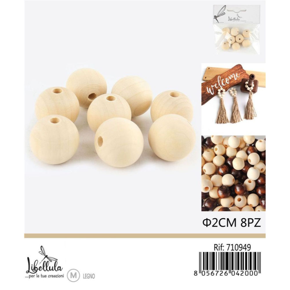 PALLINE DI LEGNO CON FORO 20MM - 8PZGev