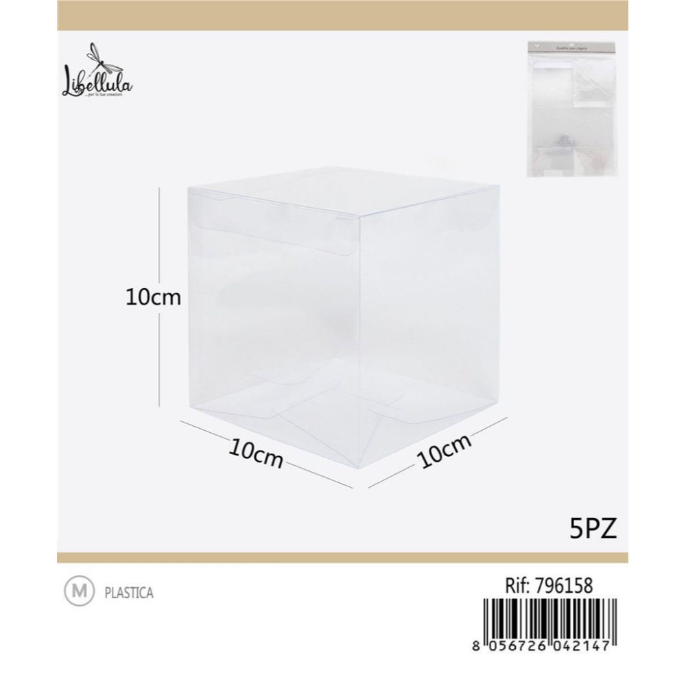 SCATOLA TRASPARENTE IN PLASTICA 10x10CM - 5PZGev
