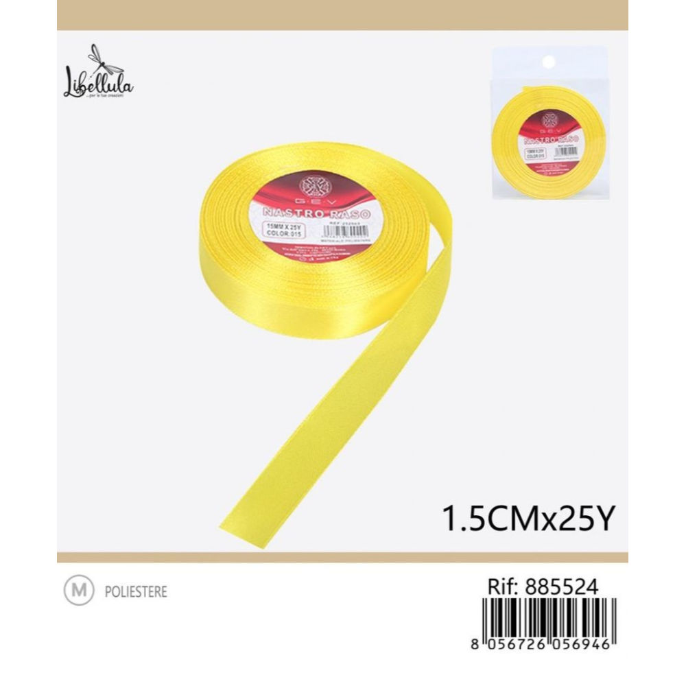 NASTRO DI RASO - GIALLO - 1,5CM x 22MGev