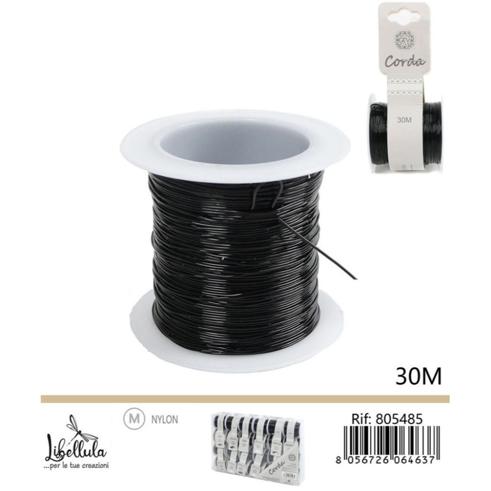 FILO ELASTICO PER BRACCIALETTI - NERO - 30MGev
