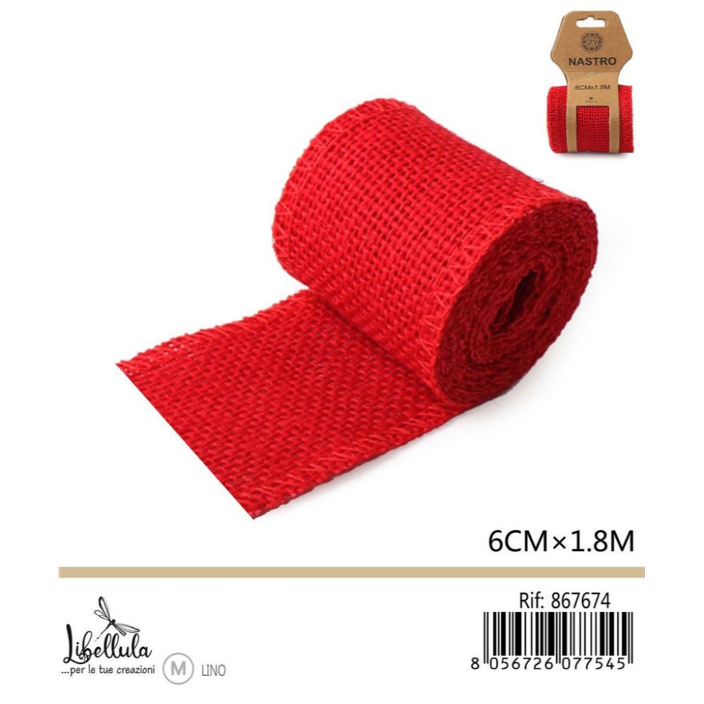 NASTRO DI LINO - ROSSO 6CM x 1,8MGev