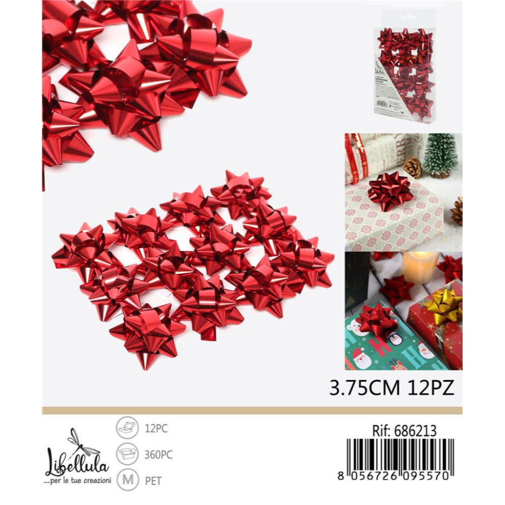 Coccarde da Regalo 3,75cm - Rosso 12pzGev