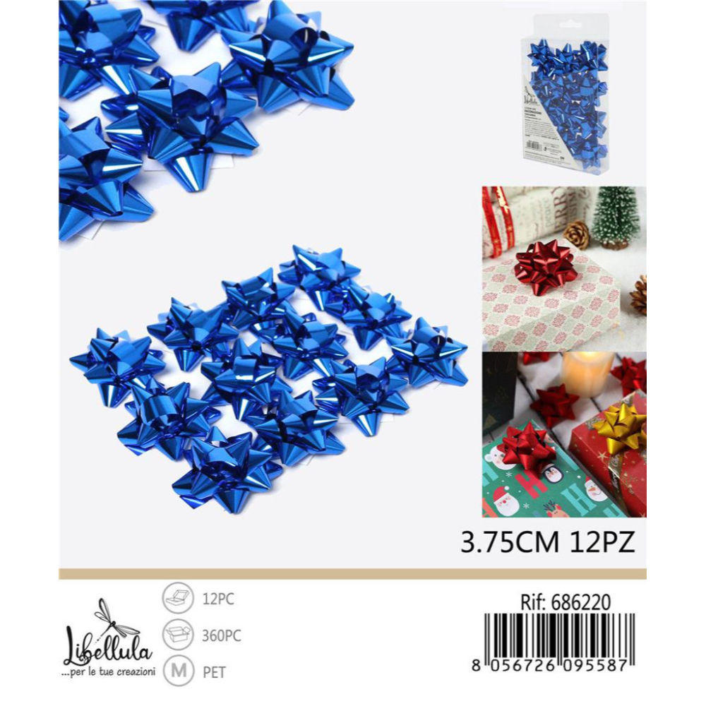 Coccarde da Regalo 3,75cm - Blu 12pzGev