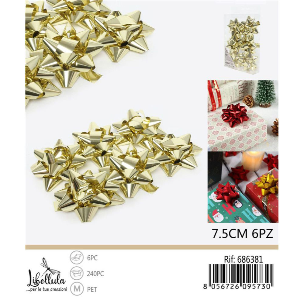 Coccarde da Regalo 7,5cm - Oro 6pzGev