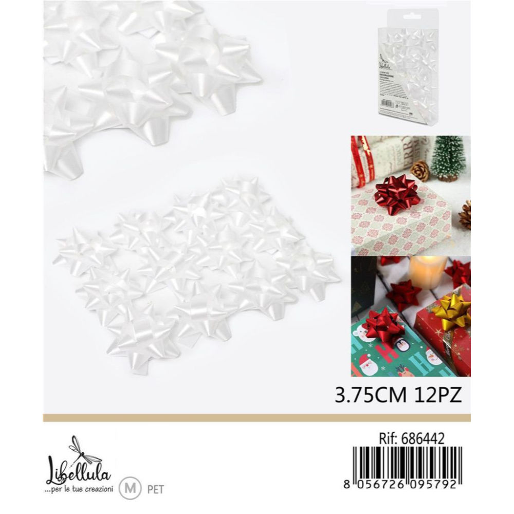 COCCARDE DA REGALO - BIANCO 3,7CM - 12PZGev