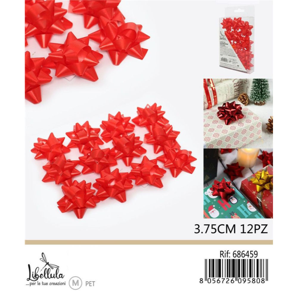 COCCARDE DA REGALO - ROSSO 3,7CM - 12PZGev