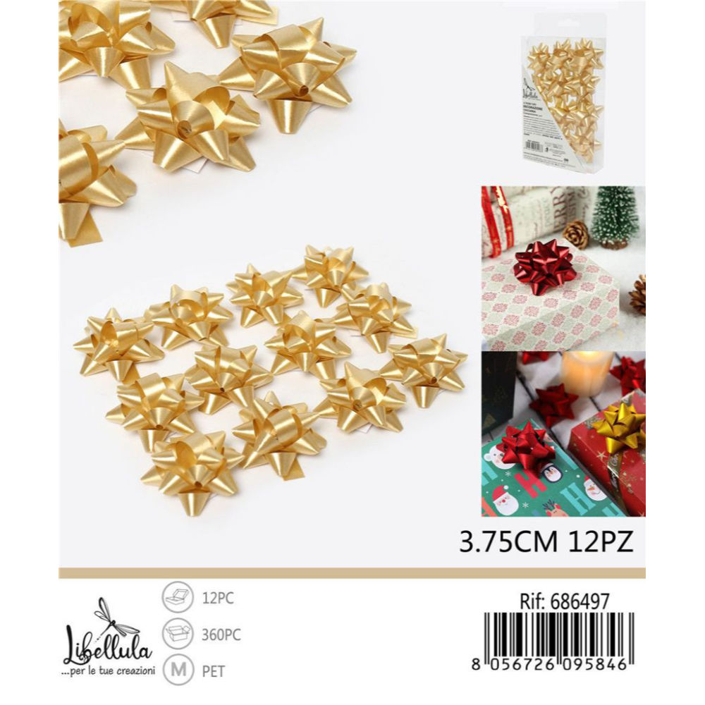 Coccarde da Regalo 3,75cm - Oro 12pzGev