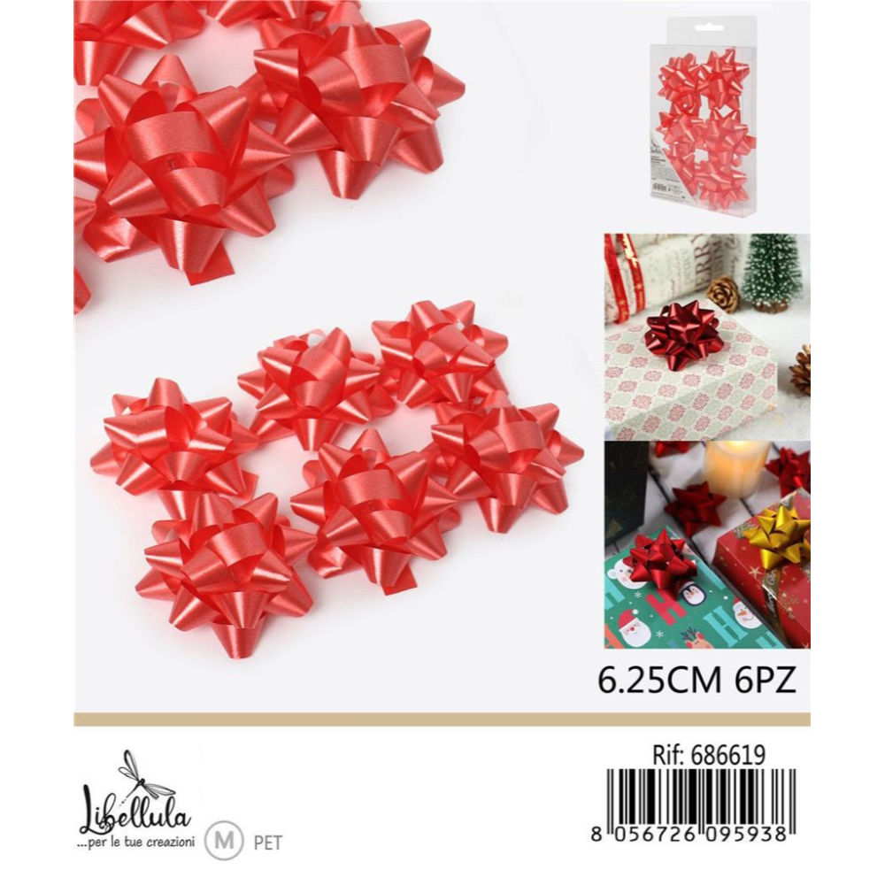 COCCARDE DA REGALO - ROSSO 6,2CM - 6PZGev