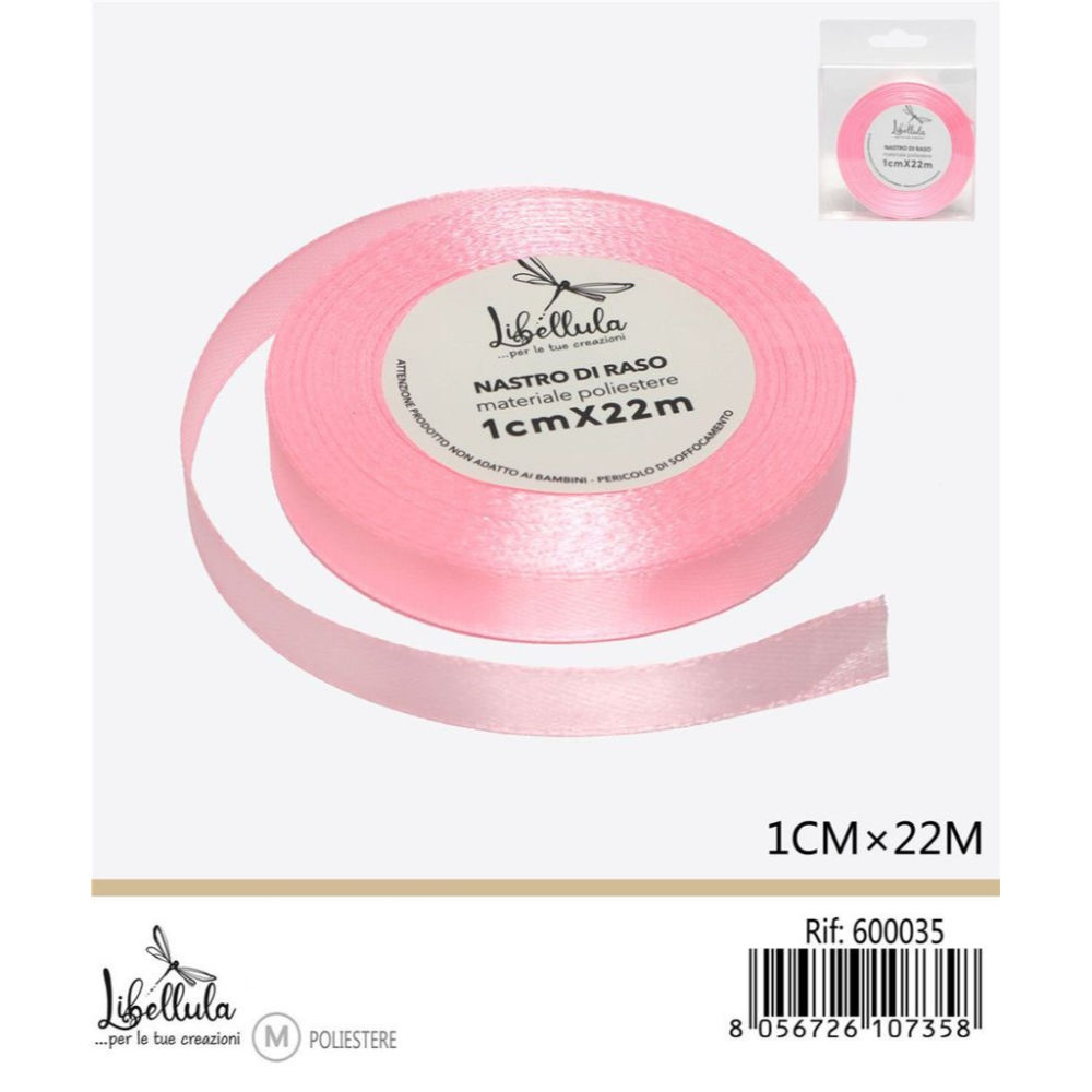 NASTRO DI RASO - ROSA - 1CM x 22MGev