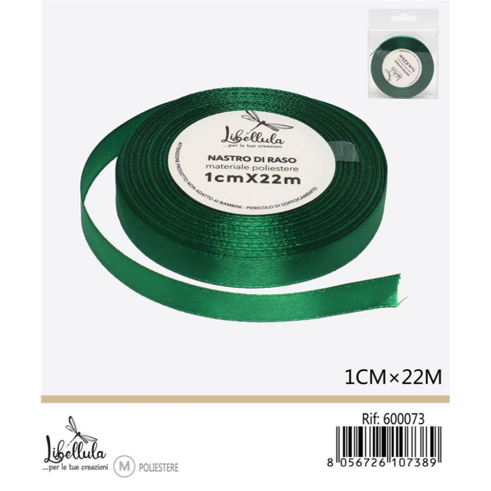 NASTRO DI RASO - VERDE SMERALDO - 1CM x 22MGev