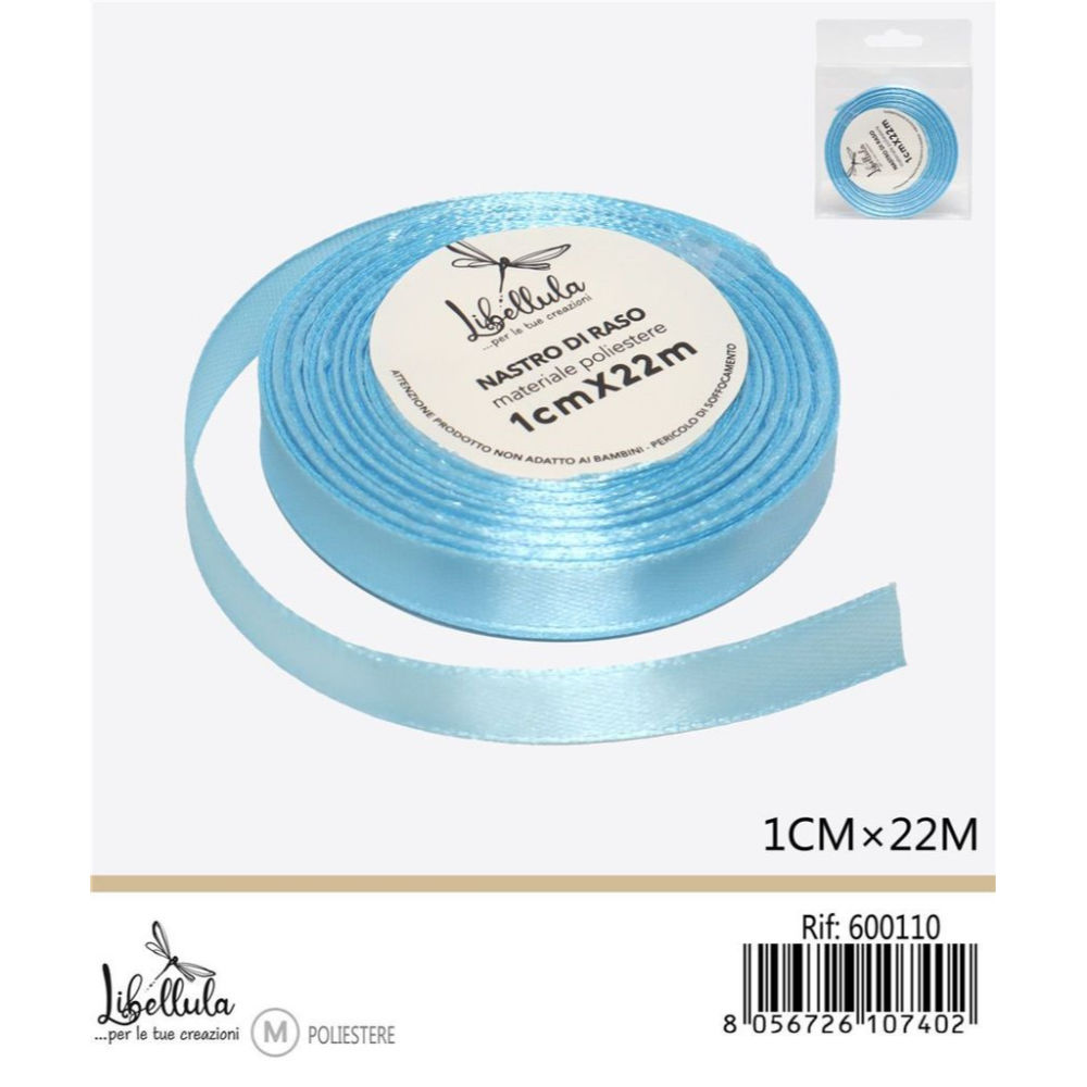 NASTRO DI RASO - CELESTE - 1CM x 22MGev