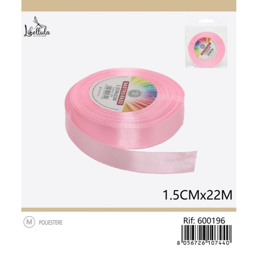 NASTRO DI RASO - ROSA - 1,5CM x 22MGev
