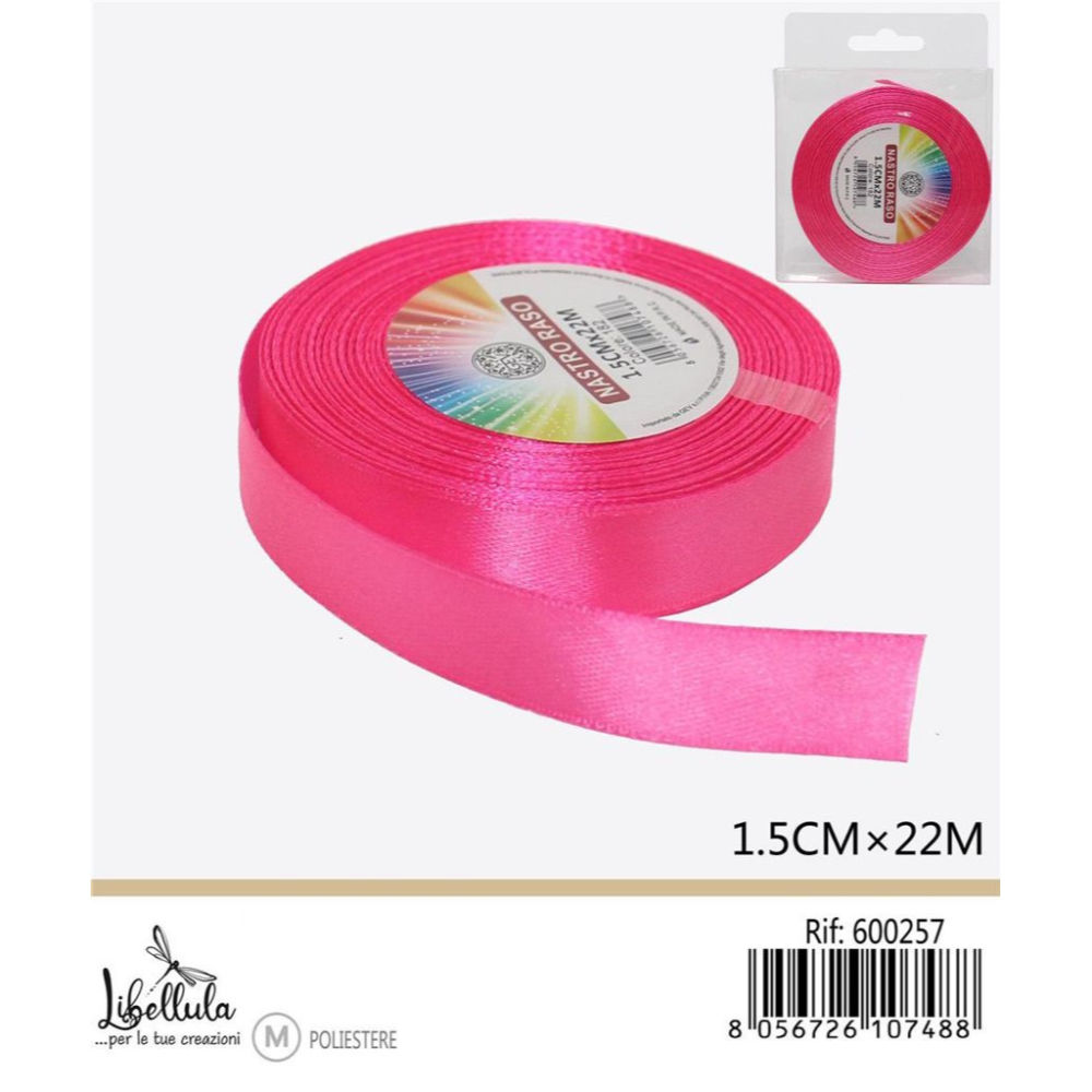 NASTRO DI RASO - FUCSIA - 1,5CM x 22MGev