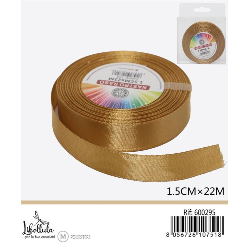 NASTRO DI RASO - ORO - 1,5CM x 22MGev