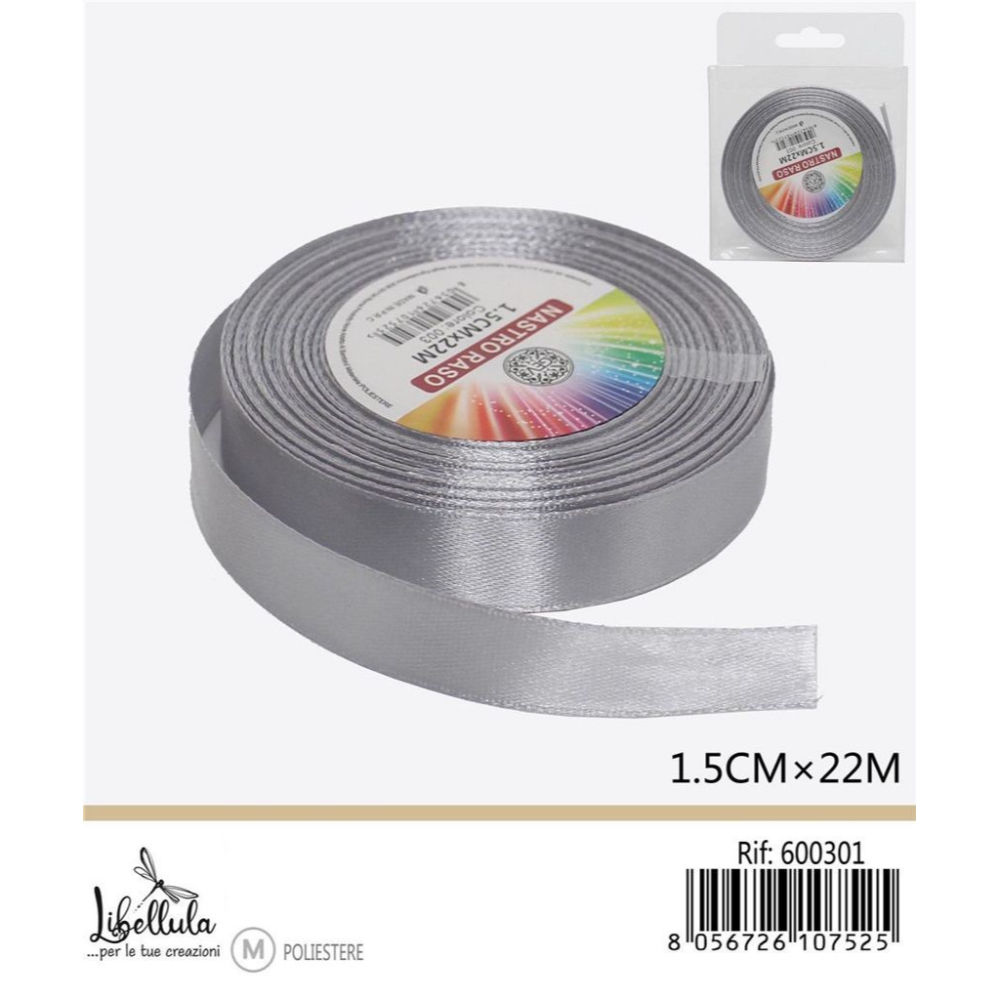 NASTRO DI RASO - GRIGIO - 1,5CM x 22MGev