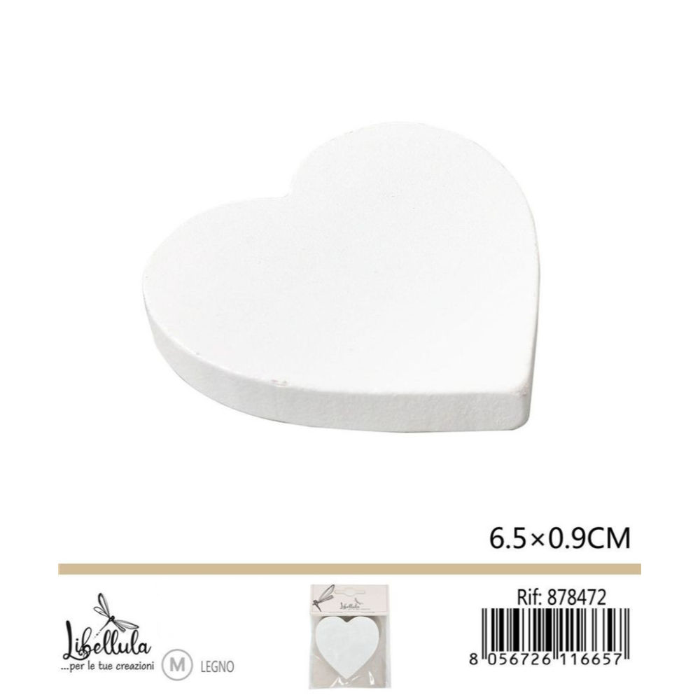 CUORE IN LEGNO BIANCO - 6,5x0,9CM - 1PZGev