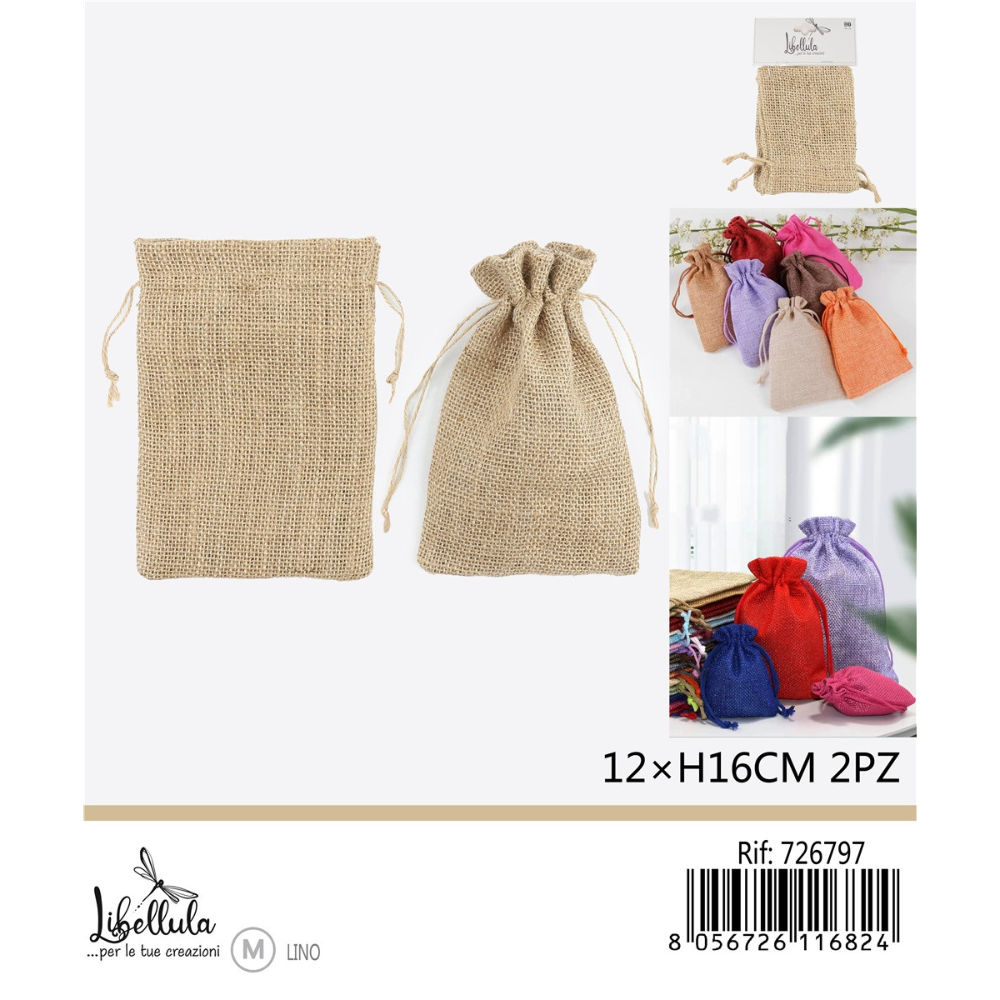 SACCHETTI DI LINO - BEIGE - 12x16CM - 2PZGev