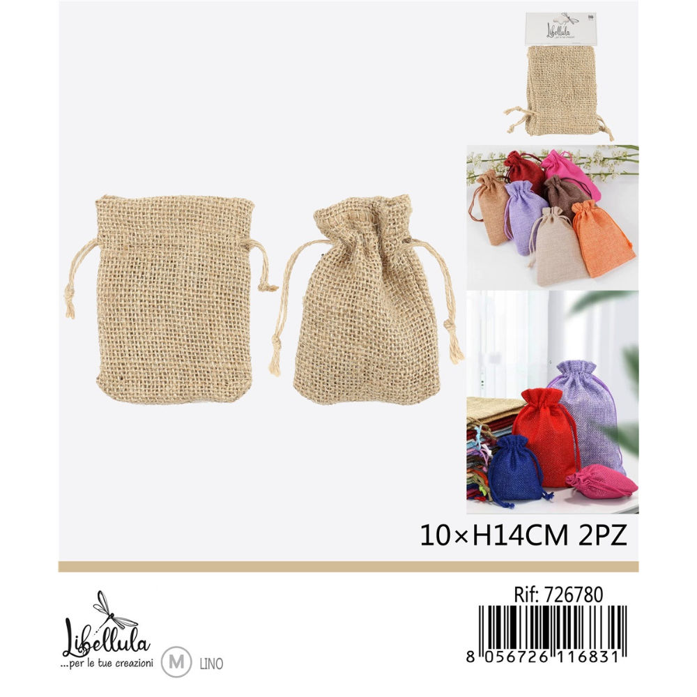 SACCHETTI DI LINO - BEIGE - 10x14CM - 2PZGev