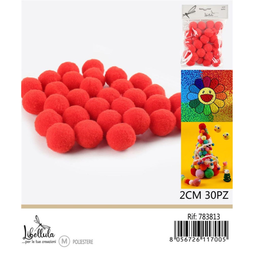 PALLINE IN POLIESTERE - ROSSO 2CM - 30PZGev