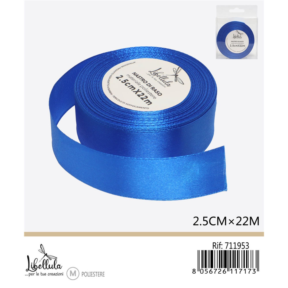 NASTRO DI RASO - BLU - 2,5CM x 22MGev