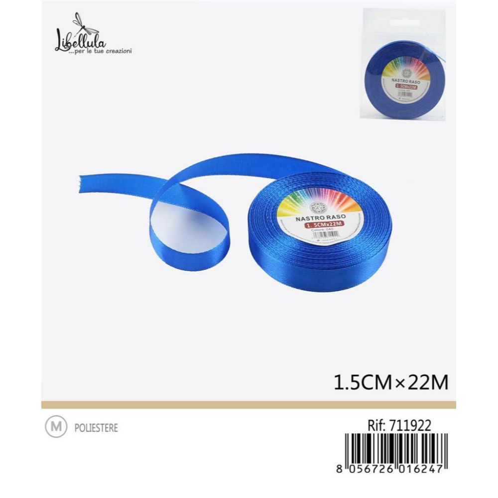 NASTRO DI RASO - BLU - 1,5CM x 22MGev